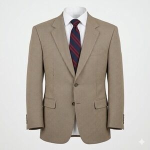 Jos A Bank Blazer 40R Sport Coat 100% Wool Classic Brown Houndstooth Two Button